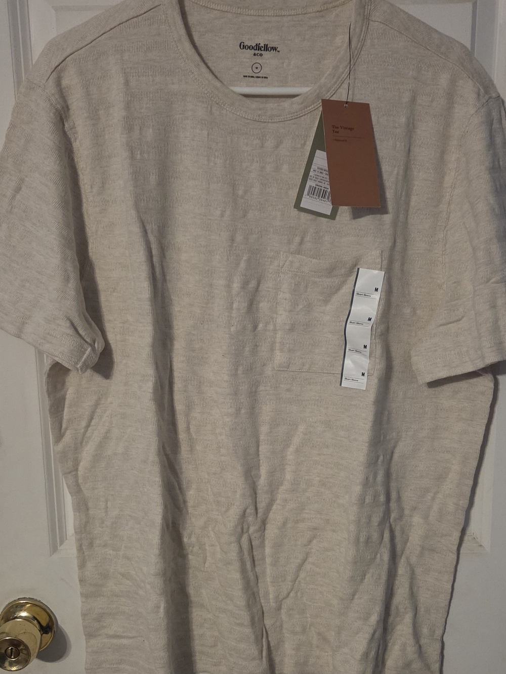 Goodfellow & Co Men's Light Cream Short Sleeve Pocket Tee